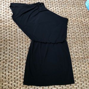 One shoulder black cocktail dress